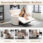 450lbs Oversized Power Recliner Chair for Big and Tall Adults, 52" Extra Wide Electric Recliner with USB & Type-C Ports, Chenille Fabric Single Sofa Chair for Living Room & Bedroom (Beige)