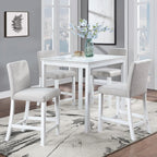 LUMISOL Wood Square Dining Table for 4, Farmhouse Counter Height Kitchen Table for Small Space, No Included Chairs, White