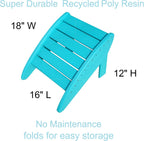 Phat Tommy Poly Adirondack Chair Ottoman - Outdoor Chair Footrest - All Weather Patio Ottoman Furniture, Teal