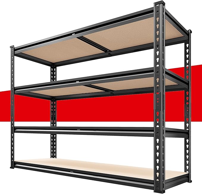 REIBII 40" W Garage Shelving 2000LBS Storage Shelves Adjustable Metal Shelving Heavy Duty 4 Tier Garage Shelves 60" H Metal Shelves for Closet Pantry Kitchen Warehouse 40" W × 20''D × 60''H