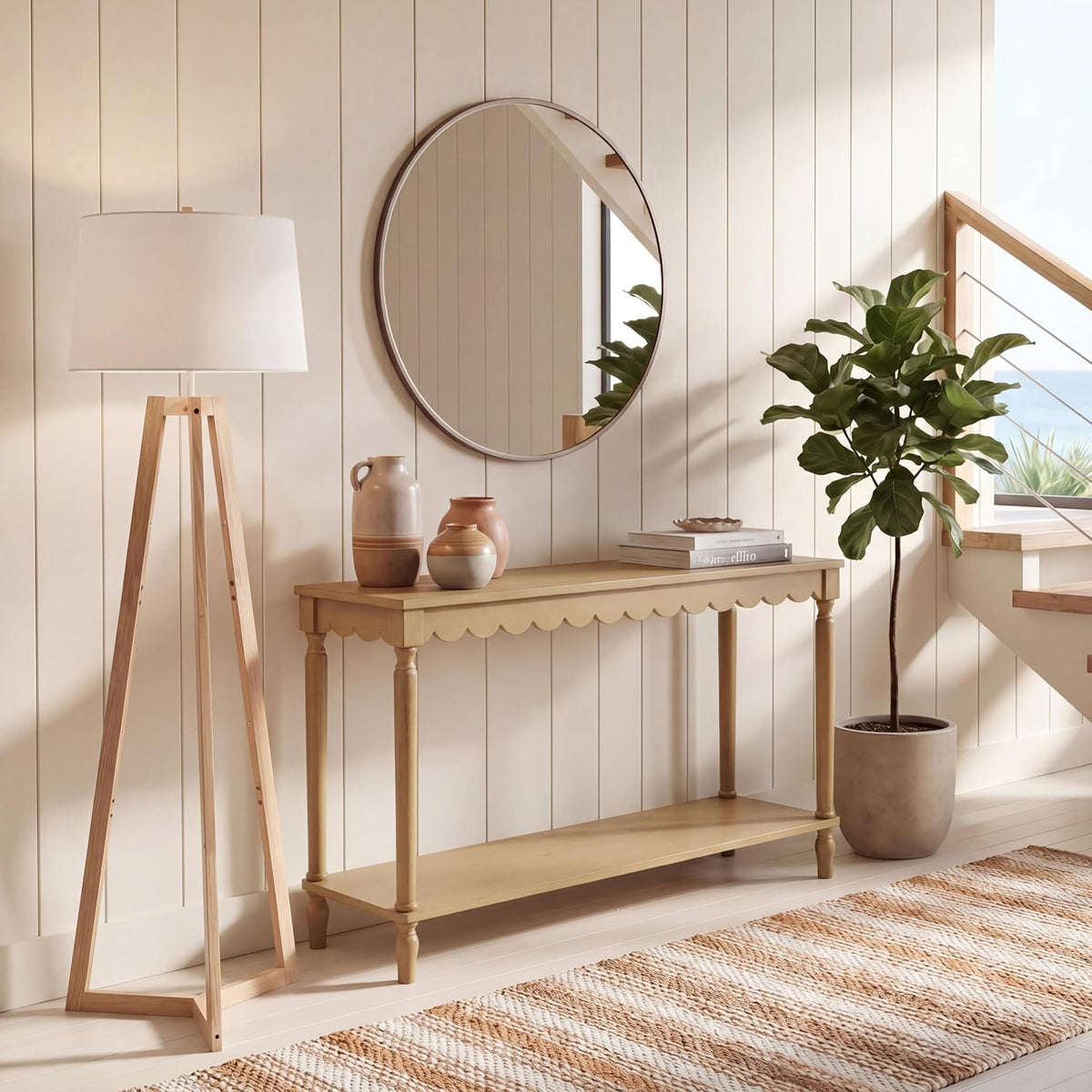 SAFAVIEH Home Collection Haven French Country Farmhouse Desert Brown Console Table for Entryway, Living Room, Foyer