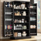 Shintenchi 47'' Kitchen Pantry Cabinet, 5-Layer Storage Cupboard, Black | Adjustable Shelves, for Organizing and Storing Food Items, Versatile Buffet Sideboard, for Kitchen, Bathroom and Laundry