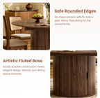 47''-63'' Extendable Round Dining Table for 4-6, Round Dining Room Table with Hidden Storage, Modern Wooden Kitchen Table with Fluted Sliding Door Cabinet for Dining Room Kitchen, Walnut