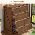 SEDETA Farmhouse 4 Drawer File Cabinet, Filing Cabinet for Home Office, Wood Office File Cabinets for Letter/Legal/A4 Size, File Cabinet Organizer with Printer Stand for Study Room, Living Room, Brown