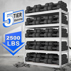 REIBII Garage Shelving 2500LBS Storage Shelves Adjustable Heavy Duty Shelving Metal Shelving 65.7" H Metal Shelves White Shelves for Pantry Kitchen 15.3" D x 33.8" W x 65.7" H
