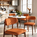 Wooden Dining Chairs Set of 4, Mid Century Modern Upholstered Kitchen Chairs with Solid Wood Legs, 350lb Heavy Duty Padded Side Chairs for Dining Room & Vanity, Orange