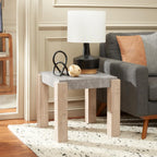 SAFAVIEH Home Collection Coromio Light Grey/Natural End Table for Living Room, Bedroom, Home Office, Foyer