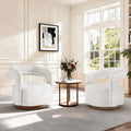 KISLOT, Swivel Accent Chair, Modern Arm Chair with Wooden Base, Wheat, 2PCS | Upholstered Barrel Chair with Open Back Design, Modern Arm Chair with Wooden Base Wheat, Living Room Bedroom Reading