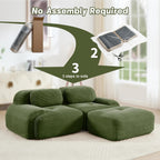 SoarFlash 81” Sectional Cloud Sofa Couches for Living Room-2 Seater L-Shaped Modern Lounge Couch-No Assembly Modular Corduroy Convertible Sponge Sleeper Sofas with Chaise for Home House,Green