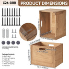 KIRIGEN Stackable Wood Storage Cube with Handles, Open Cubby Bin, Brown
