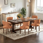 Wooden Dining Chairs Set of 4,Mid Century Modern Fabric Upholstered Dining Room Chair Kitchen Side Chairs with Solid Wood Legs,Farmhouse Dinner Chairs for Kitchen Dining Room,Orange