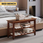 Wood Shoe Bench for Entryway,Bench with Shoe Rack,Storage Shoe Organizer for Hallway,Living Room,Bedroom (Brown, 31.5''W×11.81‘’D×17.71‘’H)