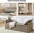 59.5" Modern Storage Ottoman Bedroom Bench, End of Bed Bench with Throw Pillows and Arms, Footrest Stool for Living Room, Dining Room, Entryway and Hallway, Brown