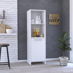Eiffel Kitchen Pantry with Two External Shelves & Two Interior Storage, Single Door Cabinet, White