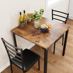 GarveeHome 3-Piece Kitchen Dining Room Table Chair Set for Small Space, Indoor Modern Dinette Set for 2, Square Dinner Table Set for Dinette (Rustic Brown‌, Dining Table with 2 Chairs)