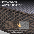EAGLE PEAK Ocean Vista 2 Piece Wicker Patio Ottoman Set Weather-Resistant Cushions for Patio Deck Backyard Poolside, Beige