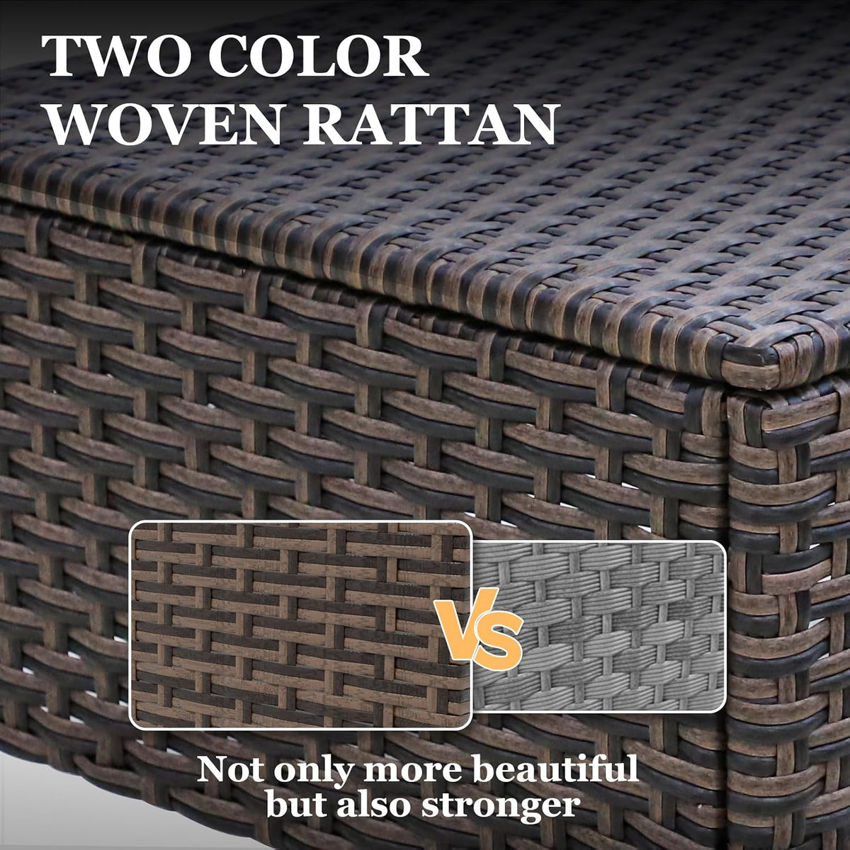 EAGLE PEAK Ocean Vista 2 Piece Wicker Patio Ottoman Set Weather-Resistant Cushions for Patio Deck Backyard Poolside, Beige