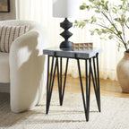 SAFAVIEH Home Collection - Rolf Accent Table, Rectangular Marble Side Table with Black Metal Legs, Fully Assembled (ACC3725A)