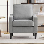 Mangodan Comfy Accent Chair for Living Room, Mid Century Modern Reading Chair for Bedroom, Office and Waiting Room, Upholstered Armchair Single Sofa Chair with Reinforced Legs(Light Grey, Set of 1)