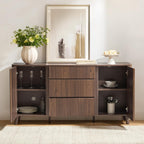CHITA 62" Sideboard Buffet Cabinet with Storage, Living Room Accent Cabinet with Drawers, Doors and Adjustable Shelves, for Bar, Kitchen, Walnut