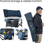 Portable Reclining Camping/Lounge Chair for Outdoor (1, Blue) | Soft Cushion, 4-Position Backrest, Removable Footrest, Cup Holder & Versatile Carry Bag