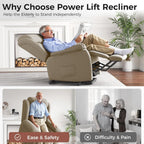 Amopatio Lift Recliner Chair for Elderly Upgraded Reclining Chairs Indoor Lounge Chairs Single Sofa with Side Pockets and Remote Control for Living Room Bedroom（Brown）