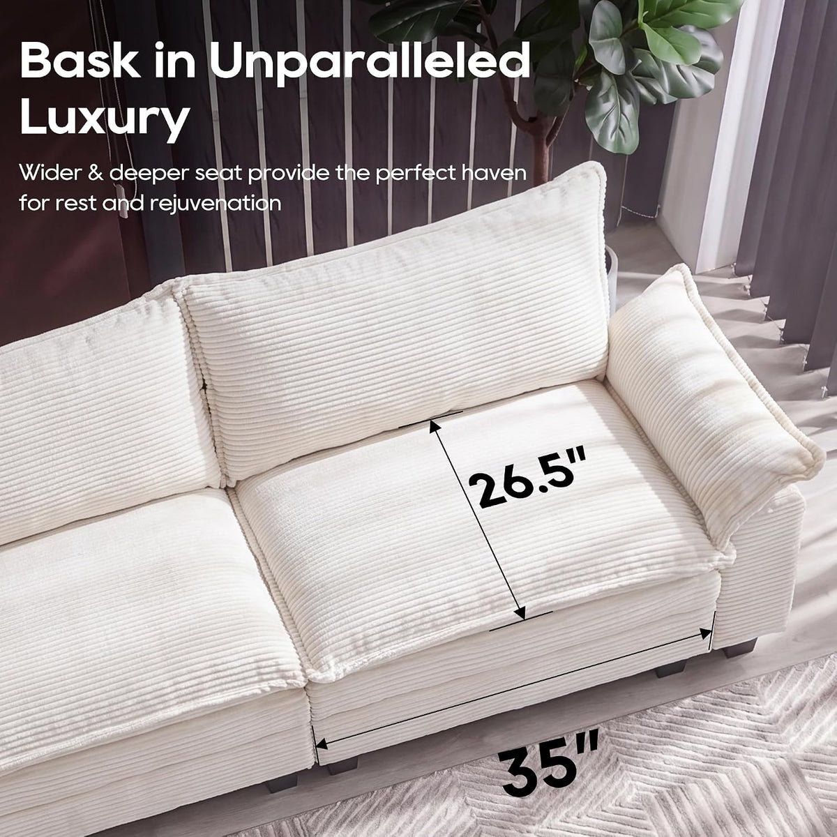 URRED Oversized Modular Sectional Sofa，Solid Beige：122" U Shaped | Modern Comfy Cloud Couch with Movable Ottoman and Pillow, Deep Seat Couches for Living Room, Bedroom or Apartment