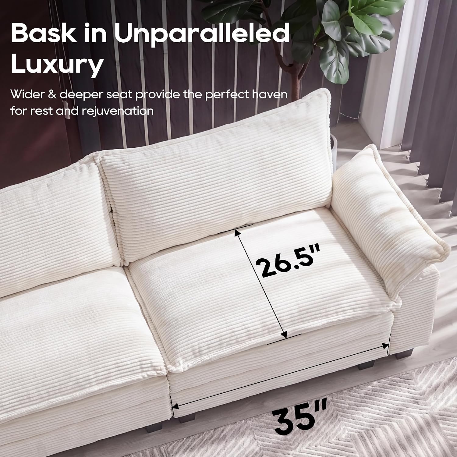 URRED Oversized Modular Sectional Sofa，Solid Beige：157" U Shaped | Modern Comfy Cloud Couch with Movable Ottoman and Pillow, Deep Seat Couches for Living Room, Bedroom or Apartment