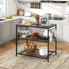 Giantex Kitchen Island with 3 Tier Storage Shelves, 48 Inch Baker Rack with Spacious Worktop, Industrial Kitchen Shelf, Sturdy Metal Frame, Easy Assembly (Gray & Black)