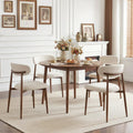 Furniliving Mid Century Modern Dining Chairs Set of 4, 300 lbs Capacity Upholstered Linen Kitchen Chairs with Walnut Grain Metal Legs and Ergonomic Curved Back, Beige