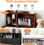 4 Pack DVD Storage Box, Stackable Oxford Fabric DVD Cases Holder with Front Zippered Clear Window and Handles, 15.7 x 7.9 x 6.1 In, Foldable DVD Organizer Rack, Holds Up to 100 DVDs (25 Each)