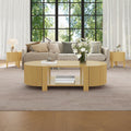 Living Room Table Set of 3 with 1 Coffee Table and 2 Side Tables, Rubber Solid Wood, Soft-Close Door, Natural, 47"