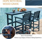 6 Pack Outdoor Bar Stools, HDPE Patio Bar Chairs with Armrests & Footrest, Weather Resistant All-Weather Counter Height Chairs for Outdoor Deck, Backyard, Poolside,Blue