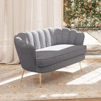 59'' Loveseat Sofa, Modern Chenille 2-Seater Sofa with Golden Legs, Comfy Upholstered Shell Accent Couch for Studio, Living Room, Store, Office (Light Grey).