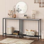 HOOBRO 29.5" Narrow Console Table, Small Entryway Table with Shelf, 2 Tier Thin Sofa Table, Behind Couch Table, Side Table, for Hallway, Living Room, Bedroom, Greige and Black BG74XG01