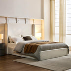 California King Upholstered Bed Frame 52" Tall Wingback Headboard