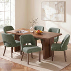 Usaint Wooden Dining Chairs Set of 4, Modern Upholstered Dining Room Chair Kitchen Chairs with Ergonomic Curved Backrest for Kitchen and Restaurant, Green