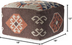 L. R. Resources, Inc. LR Home Handmade Bohemian Brown/Orange Cotton Square Pouf Ottoman for Home Decor | Indoor Foot Rest for Bedroom & Living Room Decor | 18 x 18 x 12 Stuffed Ottoman for Seating