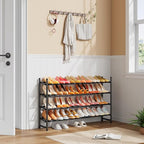 Tajsoon Expandable Shoe Rack for Closet 4 Tier, 29“-41“Adjustable & Stackable Shoe Shelf Storage, Metal Shoe Rack Organizer for Front Door Entrance, Closet, Garage, Entryway, Black