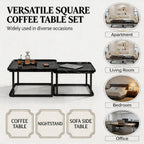 Set of2 Nesting Coffee Tables, Space‑Saving Side Table Set,Black | Stackable Design, Mid‑Century Modern Style, Multi‑Scene Usage, Ideal For Living Room, Bedroom And Balcony Decor