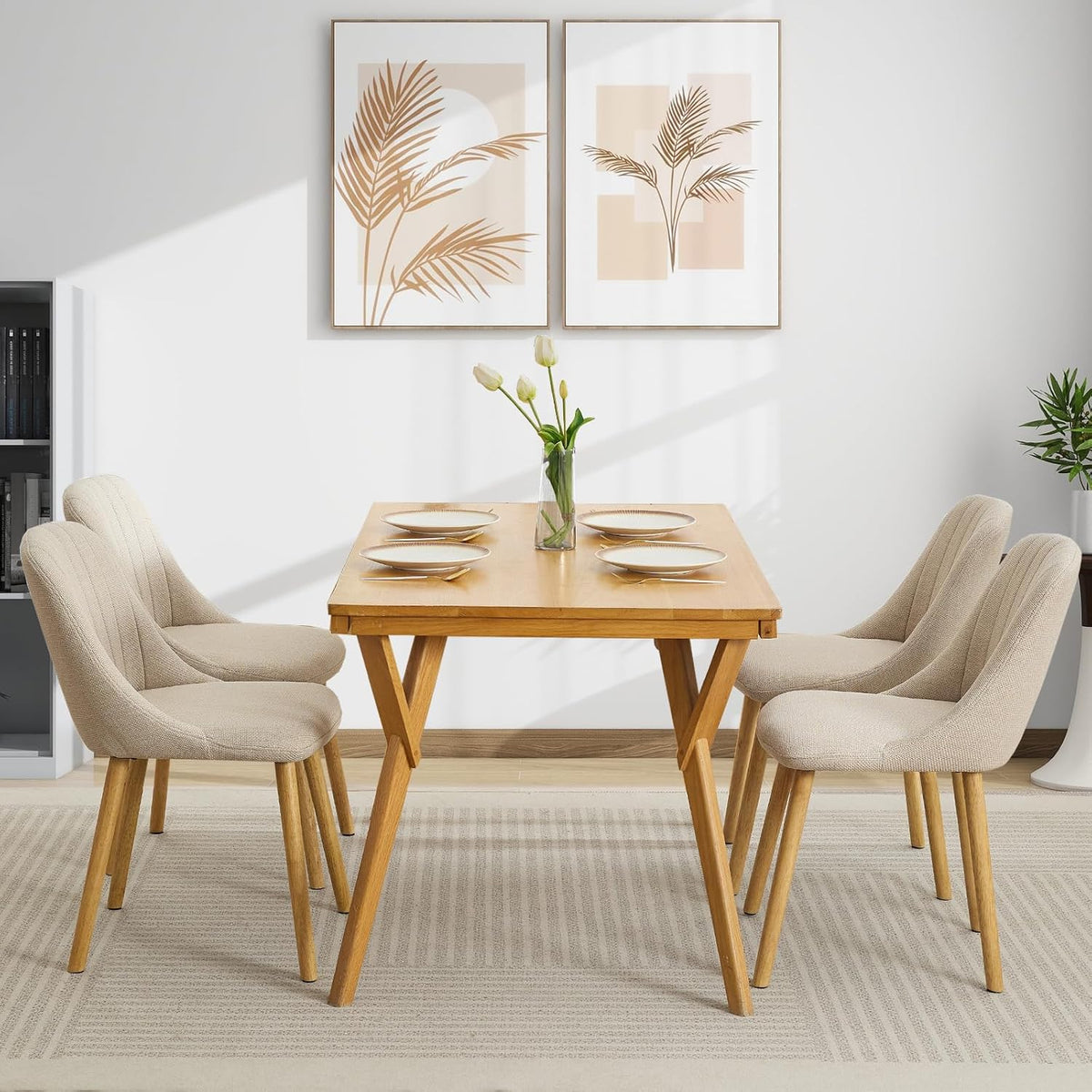 GarveeHome Dining Chairs Set of 2,Modern Upholstered Kitchen Chairs with Ergonomic Back Support,300lbs Capacity Dining Chairs with Oak Legs for Dining Room Home Restaurant