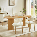 SoarFlash Dining Chairs, Beige Boucle Dining Chairs Set of 6, Kitchen Dining Room Chairs Curved Backrest Upholstered Mid Century Chair with Golden Metal Legs