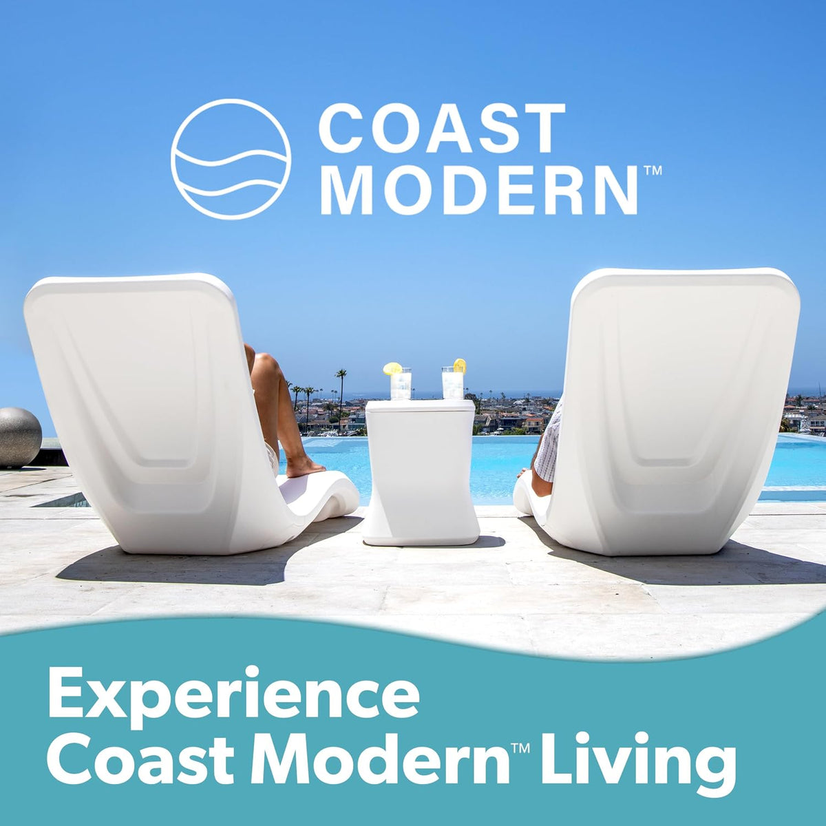Coast Modern in Pool Lounge Chair - Waterproof & Weighted Chaise Lounger - Outdoor Pool Furniture for Patio or in Baja Shelf