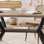 MECHYIN Extendable Dining Table for 4-8, 55-71 in, Storage Shelf, Natural | Flip Leaf Stores Under Top, No-Gap Metal Connectors, Chairs Tuck Under Pedestal Base, Oak Wood-Grain Top, Fits Apartments