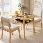 Giantex Dining Table Set for 2, Space Saving Kitchen Table and Chairs Set w/Rubber Wood Frame, Storage Rack, Padded Seats & Backrests, Dinette Set for Small Space, Apartment, Dining Room, Natural