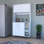 FM FURNITURE Colorado Pantry Cabinet with Three Small Open Shelves and One Cabinet, Color White. for Kitchen Room