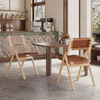 Soohow Wood Folding Chairs, Foldable Chairs Chairs Wooden Indoor Stackable Dining Chairs for Kitchen & Dining Room Chair Woven Seat & Webbing Back, Dining Chair Set of 2