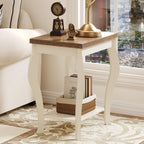 ChooChoo End Tables Living Room, Side Tables Living Room with Curved Legs and Storage Shelf, Small End Tables for Small Spaces, Soft White