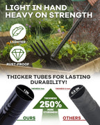 5-in-1 Garden Hoe - Adjustable 37" to 50" Handle, 5 Tool Heads, Heavy-Duty Weeding, Cultivating, and Raking Tool for Gardening, Camping, and Outdoor Use