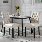 chairus Dining Chairs Set of 2 Mid Century Modern Living Room Chairs with Button Tufted High Back PU Leather Armless Chair Comfy Upholstered Side Chairs for Kitchen/Restaurant/Bedroom, Cream White